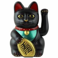 Lucky cat - Maneki Neko - Waving cat - 15 cm - black