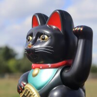 Glückskatze - Maneki-neko - Winkekatze - 15 cm - schwarz