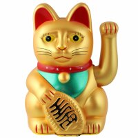 Glückskatze - Maneki-neko - Winkekatze - 15 cm - gold matt