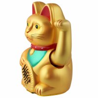 Glückskatze - Maneki-neko - Winkekatze - 15 cm - gold matt