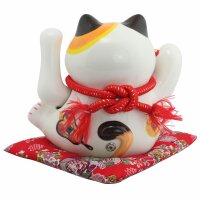 Lucky cat - Porcelain 24 cm white - High quality Maneki Neko - Waving cat 01