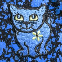 Patch - Cat with flower blue