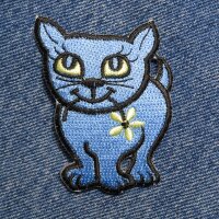 Patch - Cat with flower blue