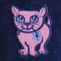 Aufnäher - Katze mit Blume - rosa - Patch