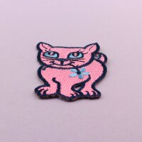 Aufnäher - Katze mit Blume - rosa - Patch