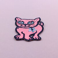 Aufnäher - Katze mit Blume - rosa - Patch