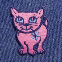 Aufnäher - Katze mit Blume - rosa - Patch
