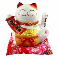 Lucky cat - Porcelain 15,5 cm white - High quality Maneki...