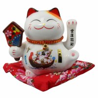 Lucky cat - Porcelain 15,5 cm white - High quality Maneki...