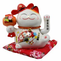 Lucky cat - Porcelain 15,5 cm white - High quality Maneki...