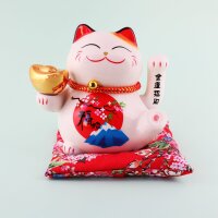 Lucky cat - Porcelain 15,5 cm white - High quality Maneki Neko - Waving cat 04