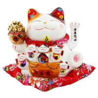 Glückskatze - Maneki-neko - Winkekatze aus Porzellan...