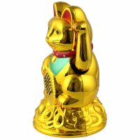 Glückskatze - Maneki-neko - Winkekatze - 11 cm - gold