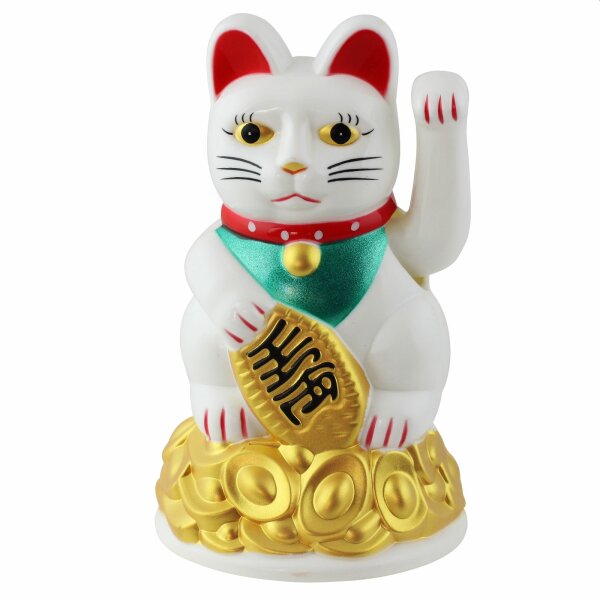 Glückskatze - Maneki-neko - Winkekatze - 11 cm - weiß