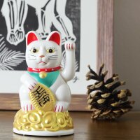 Lucky cat - Maneki Neko - Waving cat - 11 cm - white