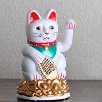 Glückskatze - Maneki-neko - Winkekatze - 11 cm - weiß