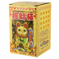 Glückskatze - Maneki-neko - Winkekatze - 13 cm - gold