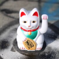 Lucky cat - Maneki Neko - Waving cat - 13 - white