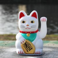 Glückskatze - Maneki-neko - Winkekatze - 13 cm - weiß