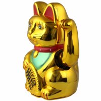 Glückskatze - Maneki-neko - Winkekatze - 15 cm - gold