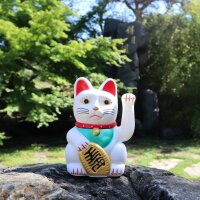 Glückskatze - Maneki-neko - Winkekatze - 15 cm - weiß