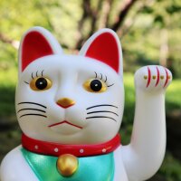 Glückskatze - Maneki-neko - Winkekatze - 15 cm - weiß