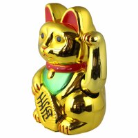 Glückskatze - Maneki-neko - Winkekatze - 20 cm - gold