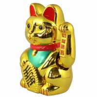 Glückskatze - Maneki-neko - Winkekatze - 35 cm - gold