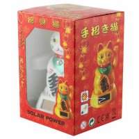Glückskatze - Maneki-neko - Winkekatze Solar - 12 cm - weiß