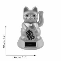 Glückskatze - Maneki-neko - Winkekatze Solar - 12 cm - weiß