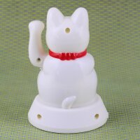 Glückskatze - Maneki-neko - Winkekatze Solar - 12 cm - weiß
