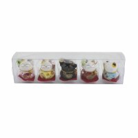 Keramik Kätzchen - Kleine Glückskatzen - weiß - 5er Set - 3