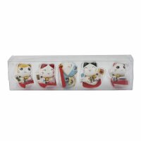 Ceramic Kittens - Little Lucky Cats - White - Set of 5 - 4