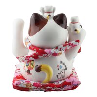 Glückskatze - Maneki-neko - Winkekatze aus Porzellan 25 cm weiß - Maneki Neko 02