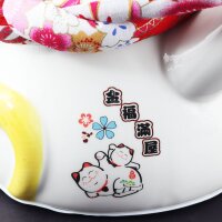 Glückskatze - Maneki-neko - Winkekatze aus Porzellan 25 cm weiß - Maneki Neko 02