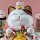 Lucky cat - Porcelain 30 cm white - High quality Maneki Neko - Waving cat 05