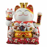 Lucky cat - Porcelain 30 cm white - High quality Maneki...