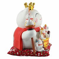 Lucky cat - Porcelain 30 cm white - High quality Maneki Neko - Waving cat 06