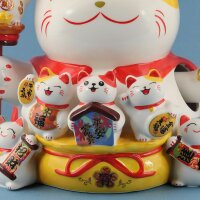 Lucky cat - Porcelain 30 cm white - High quality Maneki Neko - Waving cat 06