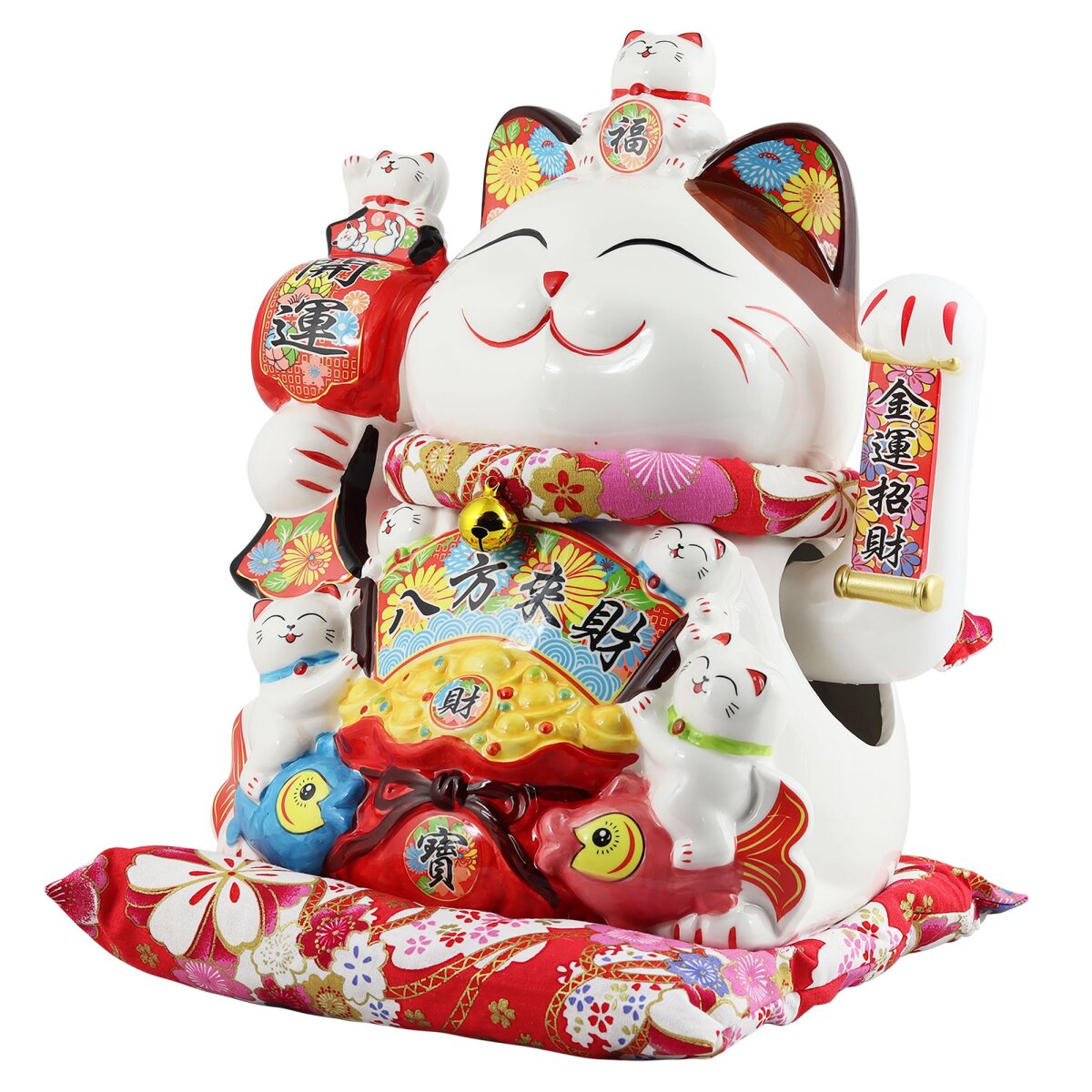 Glückskatze - Maneki-neko - Winkekatze aus Porzellan 30 cm weiß - Man ...