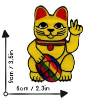 Aufnäher - Winkekatze - Peace Zeichen - Patch