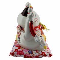 Glückskatze - Maneki-neko - Winkekatze aus Porzellan 25 cm weiß - Maneki Neko 05