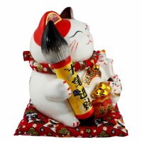 Glückskatze - Maneki-neko - Winkekatze aus Porzellan 21,5 cm weiß - Maneki Neko 03