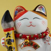 Lucky cat - Porcelain 21,5 cm white - High quality Maneki Neko - Waving cat 03