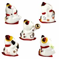 Ceramic Kittens - Little Lucky Cats - White - Set of 5 - 5