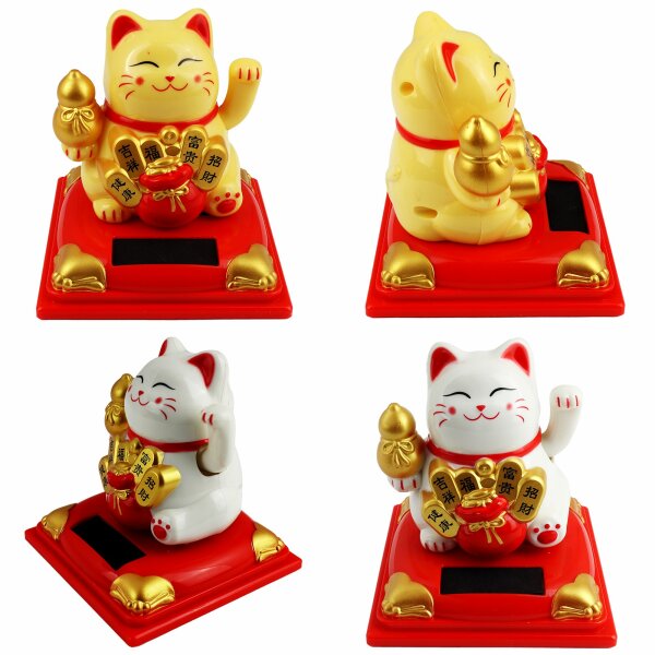Lucky cat Sissy Solar on base 8cm Maneki-Neko waving cat Lucky cat