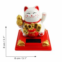 Glückskatze Sissy Solar auf Sockel 8cm Maneki-Neko Winkekatze Lucky cat