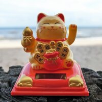 Lucky cat Sissy Solar on base 8cm Maneki-Neko waving cat Lucky cat