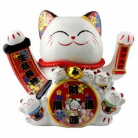 Lucky cat Maneki-neko waving cat made of porcelain 26cm white waving cat