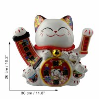 Lucky cat Maneki-neko waving cat made of porcelain 26cm white waving cat